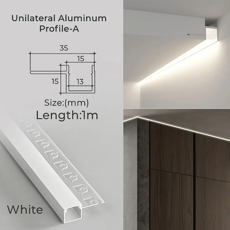 1M Recessed Led Aluminum Profile Channel Holder for Indoor Home Ceiling Wall Backlight Bar Linear Light Indirect Decor Lighting