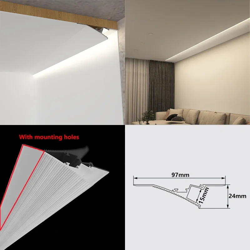 1M Recessed Led Aluminum Profile Channel Holder for Indoor Home Ceiling Wall Backlight Bar Linear Light Indirect Decor Lighting