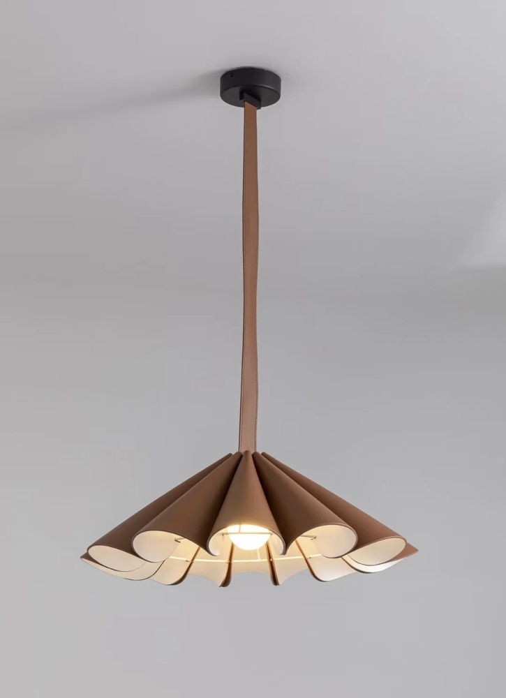 Maillard Color B&B Cafe Brown Leather Mid-Century Style Retro Restaurant Chandelier Round Table Bedroom Chandelier