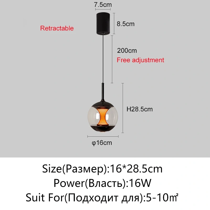 New Modern LED Glass Pendant Light For Bedroom Living Room Dining Room Study Home Ceiling Lighting Room Decoration Bedside Lamp