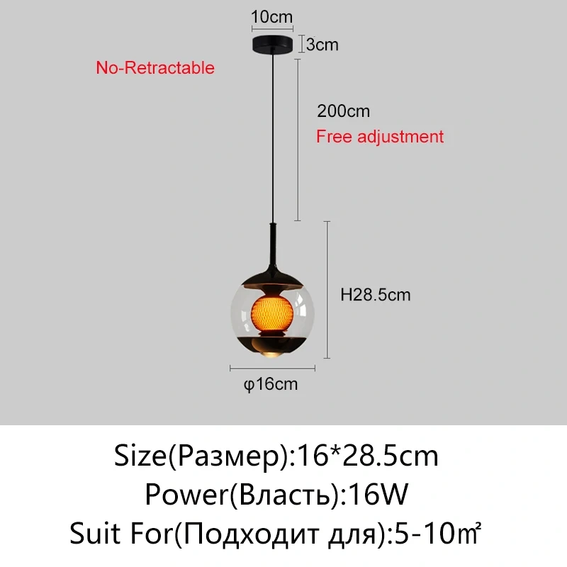 New Modern LED Glass Pendant Light For Bedroom Living Room Dining Room Study Home Ceiling Lighting Room Decoration Bedside Lamp