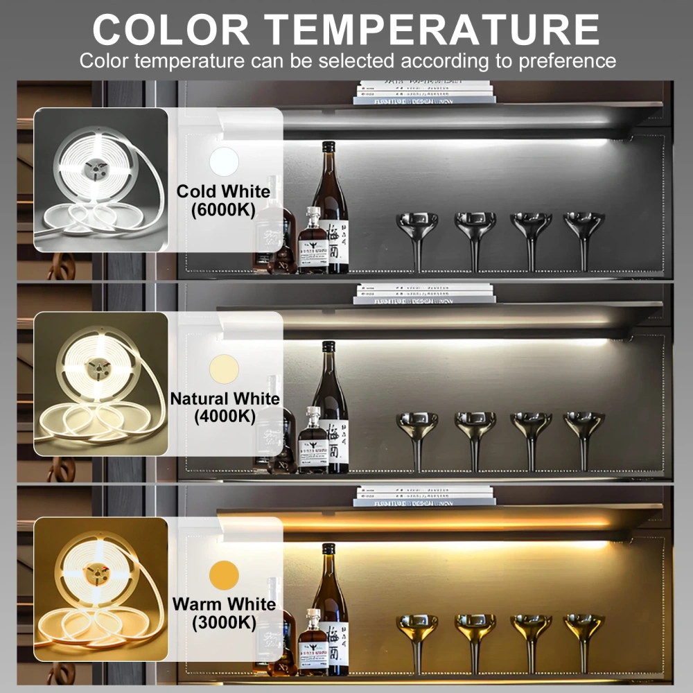 IP68 Waterproof 4mm Ultra Thin Side Glow COB LED Strip Neon Light Design 3000K 4000K 6000K Cuttable 12V 24V Side View LED Tape