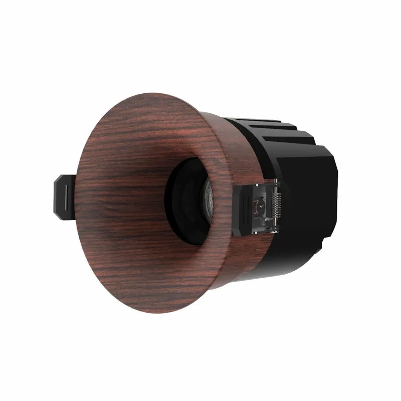 Modern Chinese-style LED anti-glare ceiling lamp made of walnut wood and aluminum, suitable for home use, with a 75MM hole. 10W