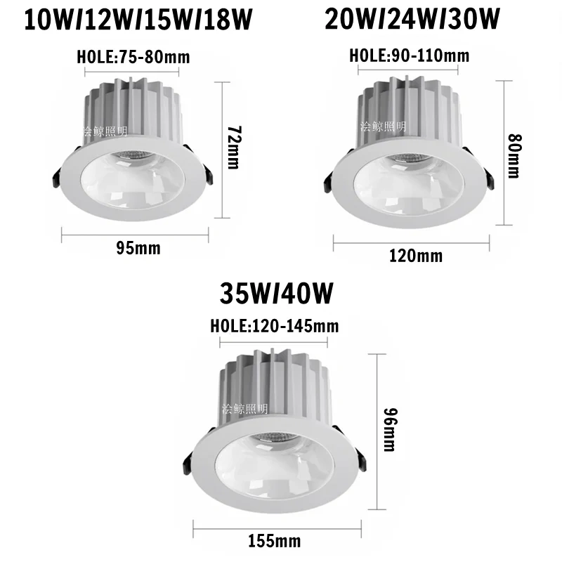 IP65 waterproof, fog-proof, moisture-proof ceiling lamp with anti-glare function for bathrooms. High-quality aluminum material.