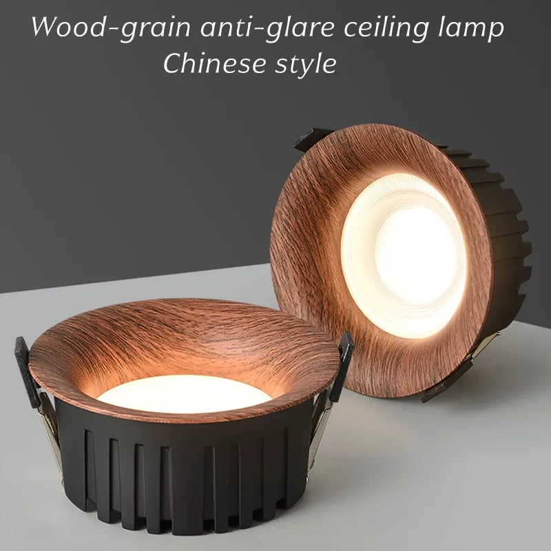 2025 New Anti-glare Tube Light Walnut/Log Modern Minimalist Style Curved living room villa LED spotlights 110V/220V 10W12W15W18W