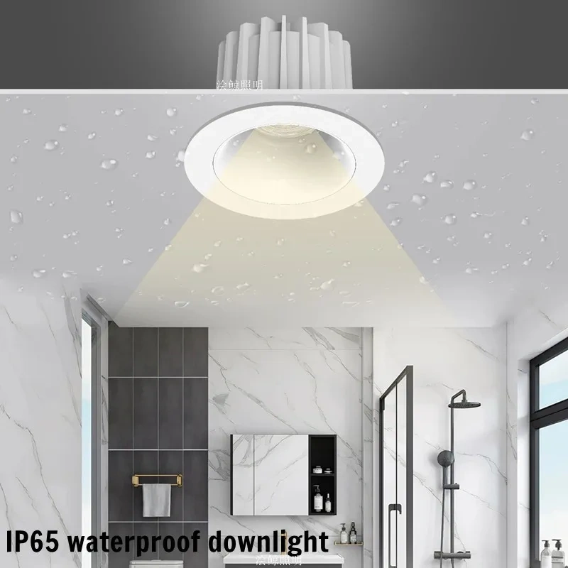 IP65 waterproof, fog-proof, moisture-proof ceiling lamp with anti-glare function for bathrooms. High-quality aluminum material.