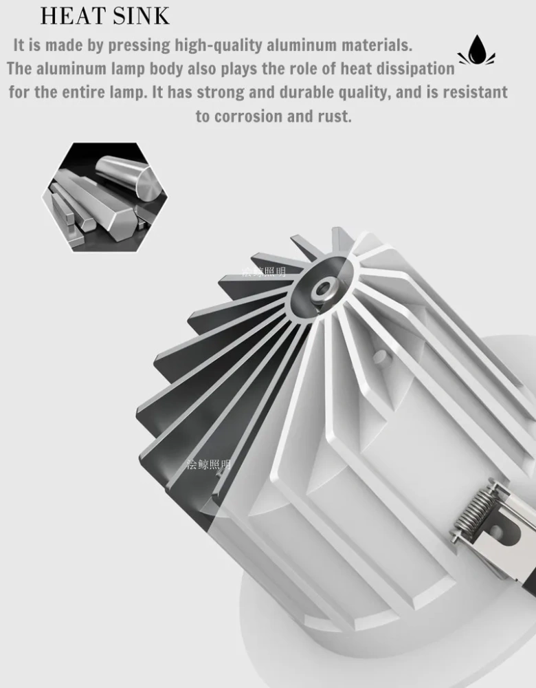 IP65 waterproof, fog-proof, moisture-proof ceiling lamp with anti-glare function for bathrooms. High-quality aluminum material.