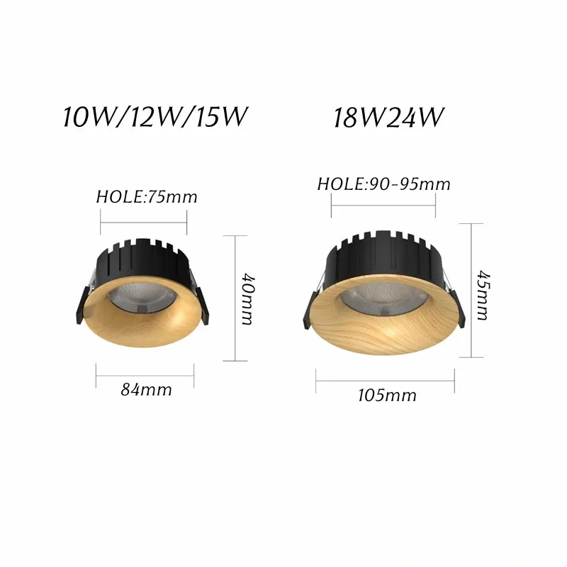 2025 New Anti-glare Tube Light Walnut/Log Modern Minimalist Style Curved living room villa LED spotlights 110V/220V 10W12W15W18W