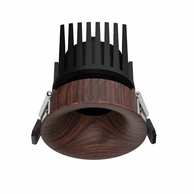 Modern Chinese-style LED anti-glare ceiling lamp made of walnut wood and aluminum, suitable for home use, with a 75MM hole. 10W