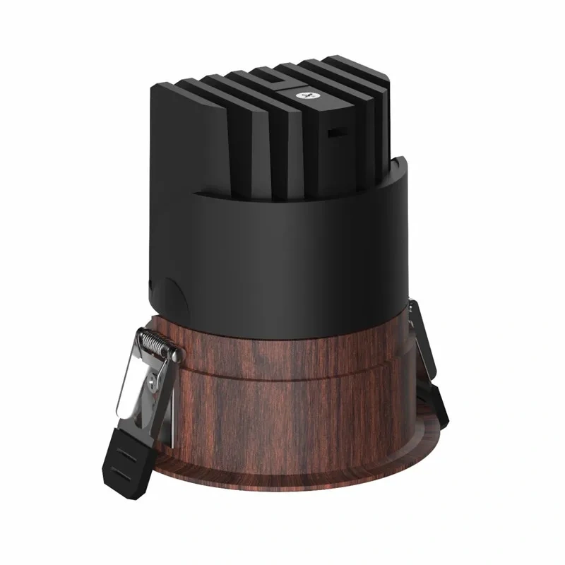 Modern Chinese-style LED anti-glare ceiling lamp made of walnut wood and aluminum, suitable for home use, with a 75MM hole. 10W
