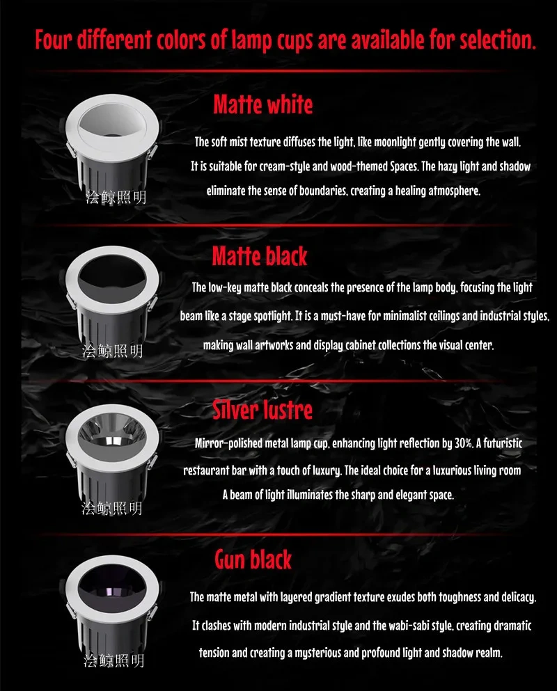 Embedded LED vanity beauty lamp. 75mm hole, anti-glare lamp, suitable for makeup table. Household hotel villa 110V/220V.8W10W12W