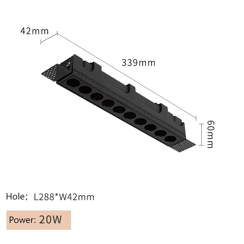 Dimmable Led Trimless Spotlight Borderless Down Light Embedded Long Grille Lamp COB Ceiling Strip 110V 220V 10W 20W Square Foco
