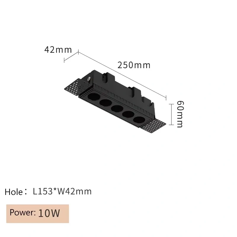 Dimmable Led Trimless Spotlight Borderless Down Light Embedded Long Grille Lamp COB Ceiling Strip 110V 220V 10W 20W Square Foco