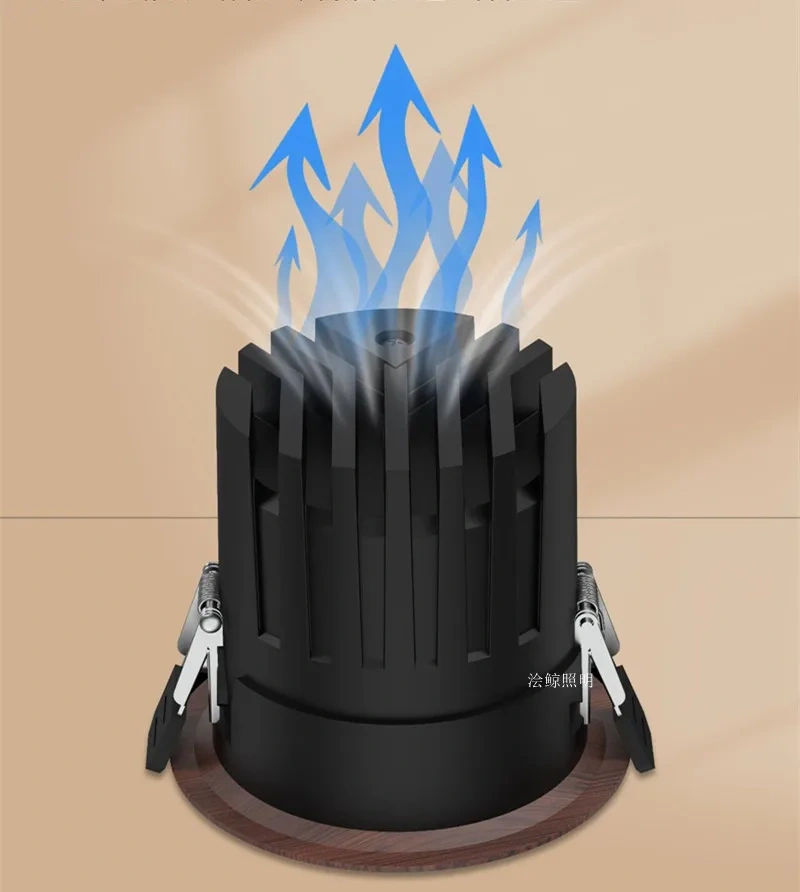 Chinese style walnut wood grain spotlights with anti glare HOLE-75mm embedded LED tube lights for living rooms, hotels, villas