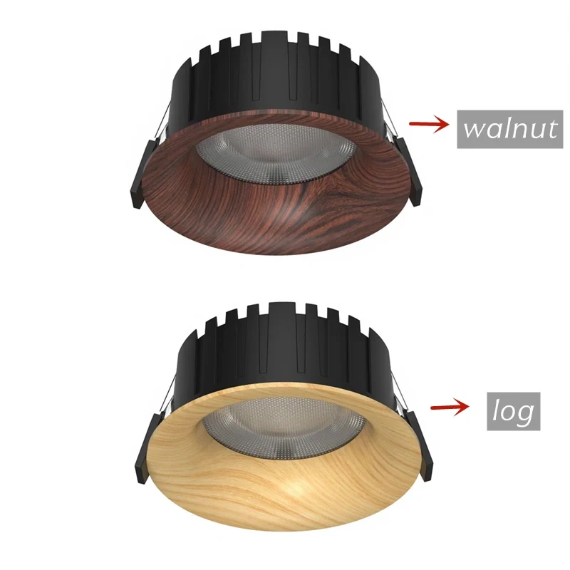 2025 New Anti-glare Tube Light Walnut/Log Modern Minimalist Style Curved living room villa LED spotlights 110V/220V 10W12W15W18W