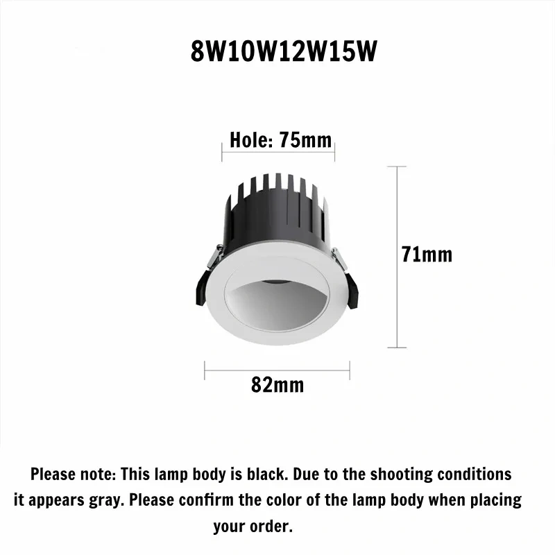 Embedded LED vanity beauty lamp. 75mm hole, anti-glare lamp, suitable for makeup table. Household hotel villa 110V/220V.8W10W12W