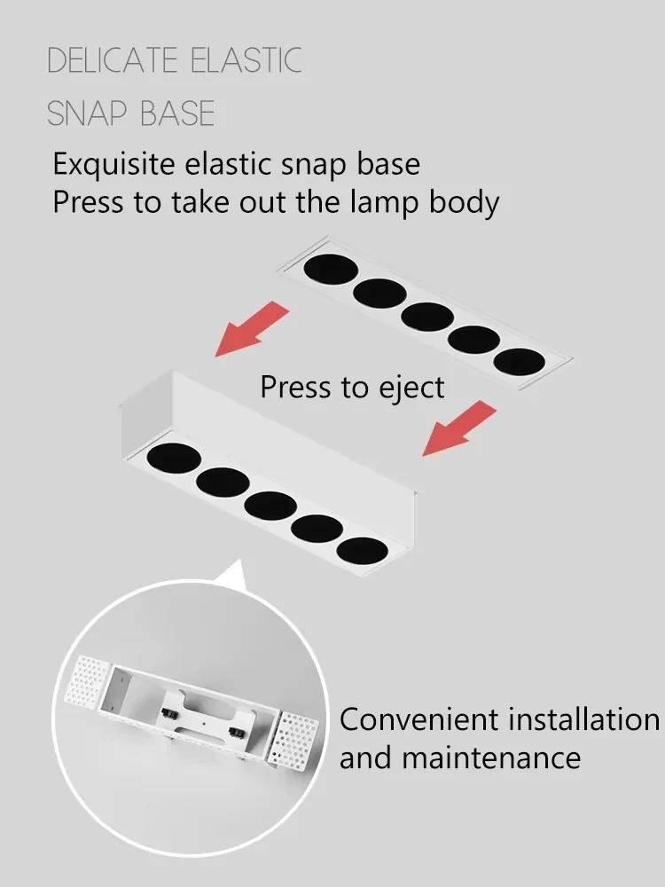 Dimmable Led Trimless Spotlight Borderless Down Light Embedded Long Grille Lamp COB Ceiling Strip 110V 220V 10W 20W Square Foco