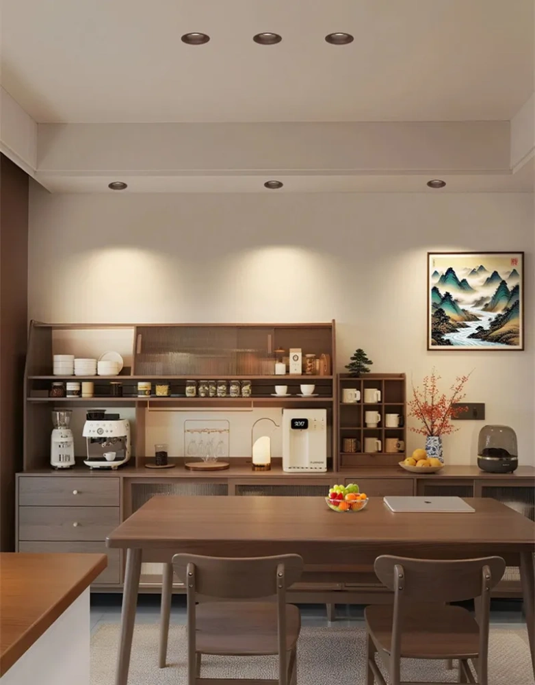 Chinese style walnut wood grain spotlights with anti glare HOLE-75mm embedded LED tube lights for living rooms, hotels, villas