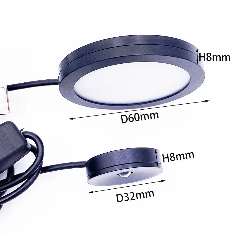USB LED Mini Spotlight 5V Round Surface Mount Cabinet Display Showcase Small Light Ceiling Light Spotlight Home Use with Switch