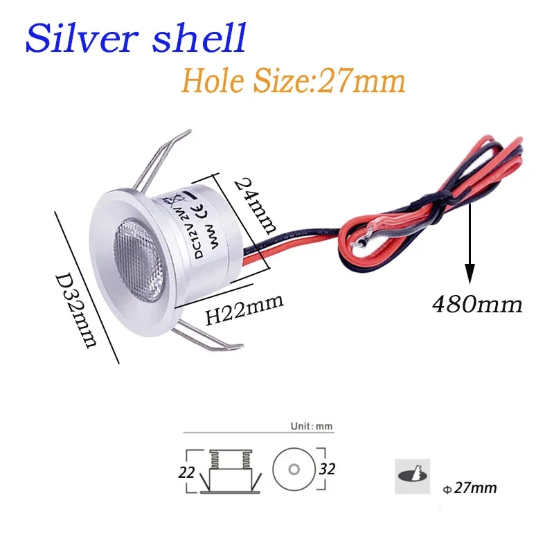 Mini LED Spotlight DC12V 0.5W 1W 2W Small Dimmable Stair Light Kitchen Cabinet Downlight KTV Banquet Ceiling Light Cut D10-D27mm