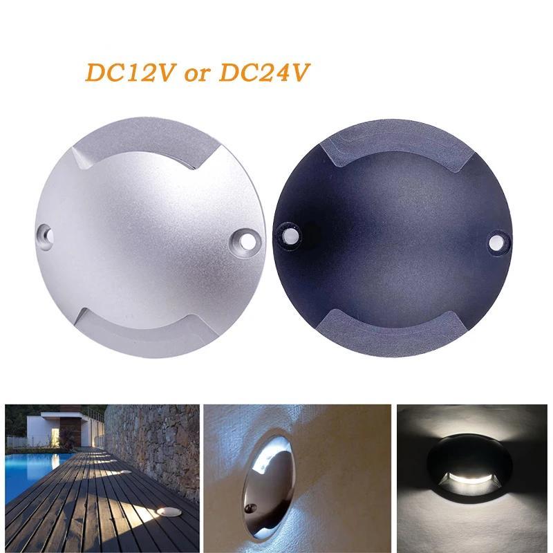 DC12V 24V Outdoor Waterproof IP67 LED Dimmable Ground Lamp Side Light Garden Villa Steps Pedal Buried Light 1W 2W Spotlight