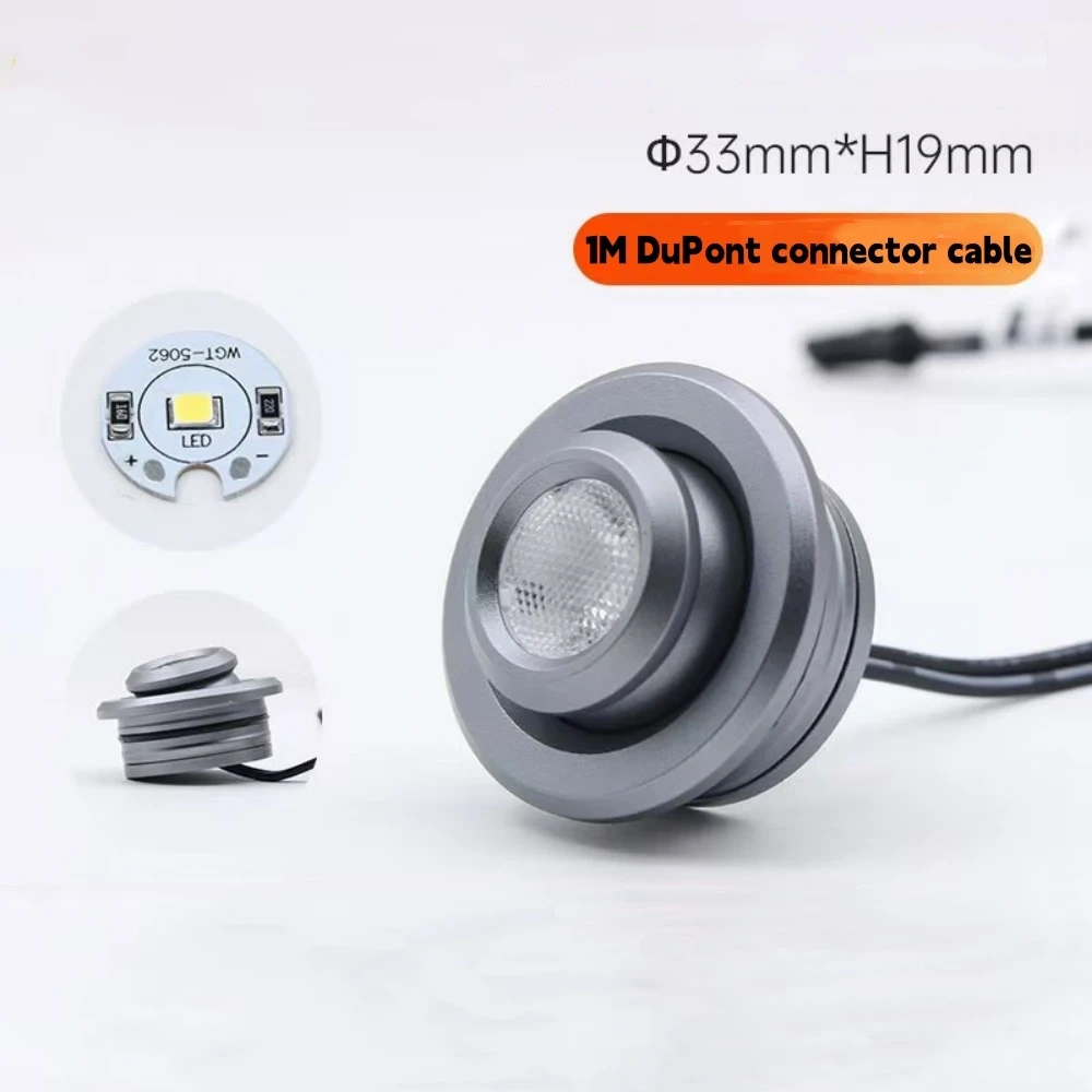 12V 1W LED Cabinet Spotlights with 1M DuPont Interface Wire 40-Degree Rotatable Adjustable Angle Beam Focus Spot Ceiling Light