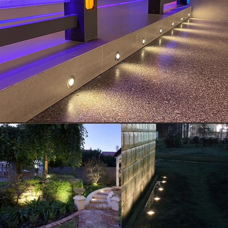 Waterproof Outdoor LED Light, Stainless Steel IP68 Terrace and Garden Ground Light, RGB RGBW, Recessed in Ground Lamp 12V/24V 2W