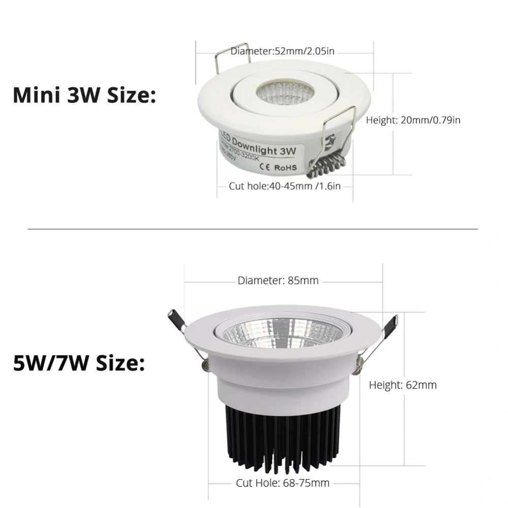 NEW Mini 3W 5W 10W COB LED Downlight Dimmable Recessed Lamp Spot Light best for ceiling home office hotel 110V 220V