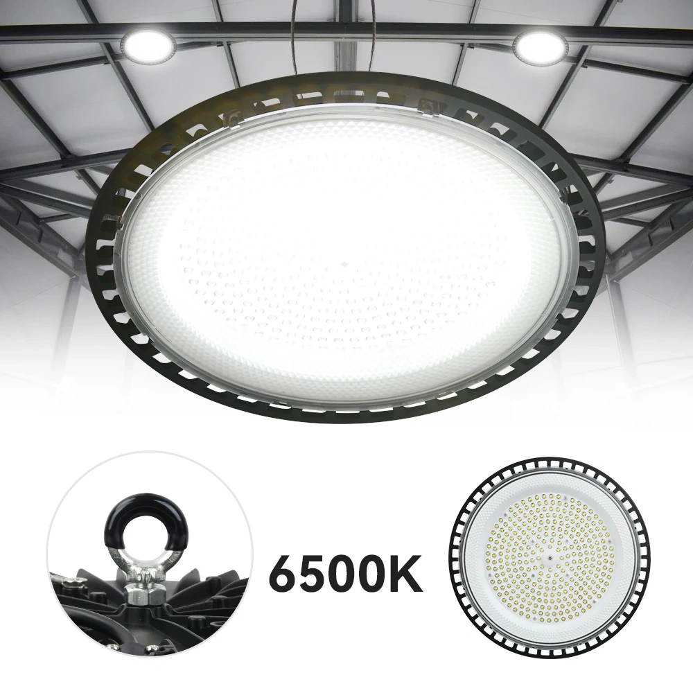 300W Warehouse Light UFO LED High Bay Shop Light AC85-265V Cold White Daylight Commercial Bay Lighting for Factory Garage Barn