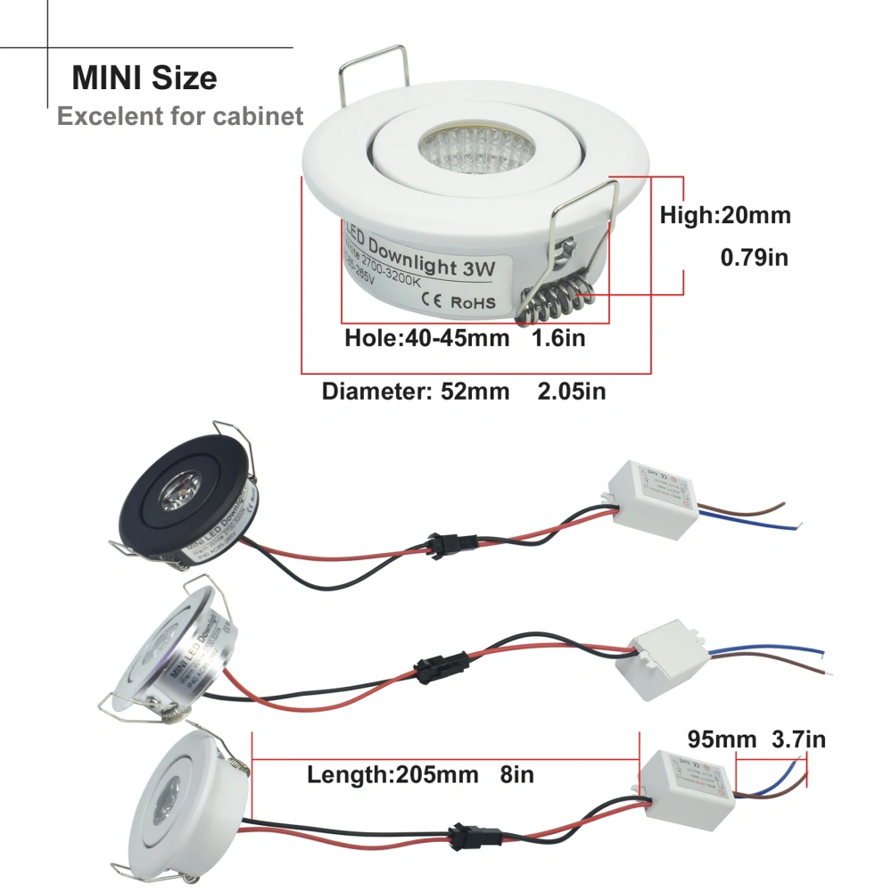 Mini led spot downlights 1W COB 3W LED recessed spot dimmable round led for home cabinet showbox