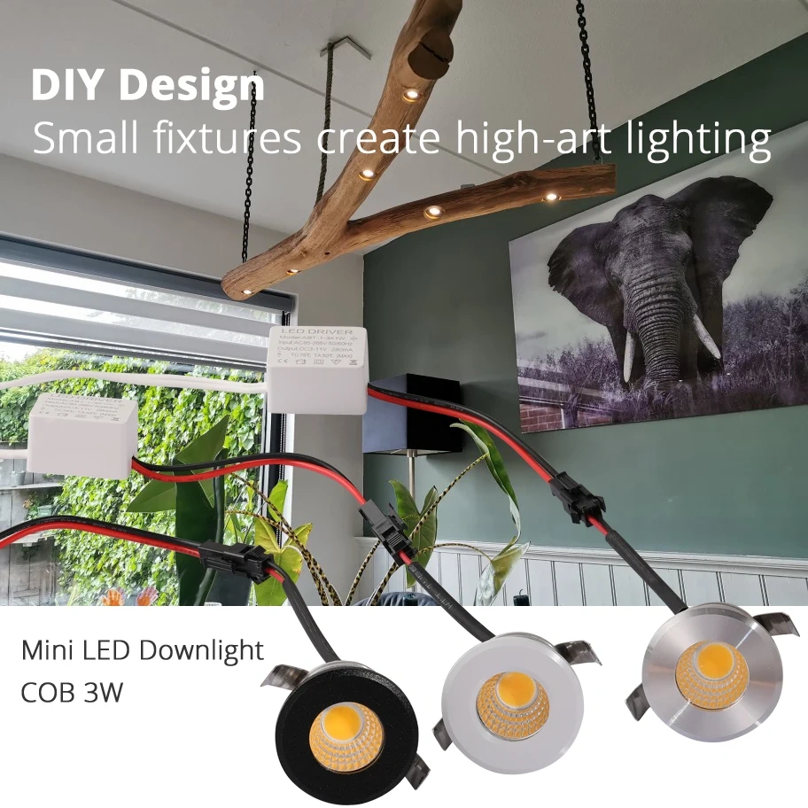 Interior Home Recessed Ceiling LED Spot Downlight 3W Lights Hole 30mm 3000K 4000K 5000K 6000K DIY Design Artistic Lighting