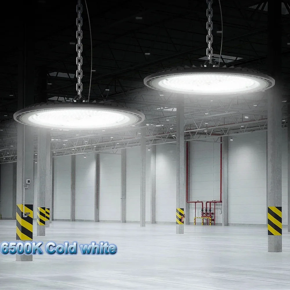 300W Warehouse Light UFO LED High Bay Shop Light AC85-265V Cold White Daylight Commercial Bay Lighting for Factory Garage Barn