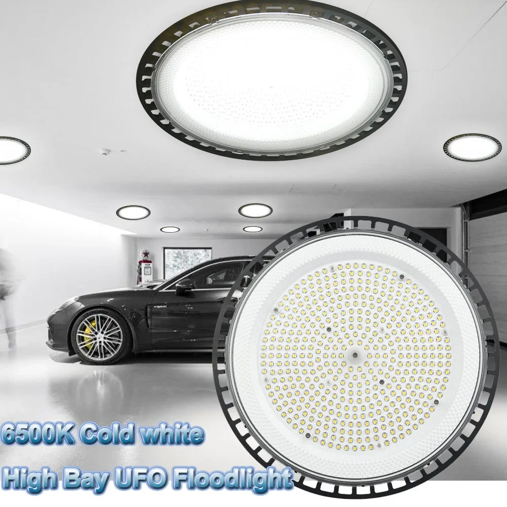 300W Warehouse Light UFO LED High Bay Shop Light AC85-265V Cold White Daylight Commercial Bay Lighting for Factory Garage Barn