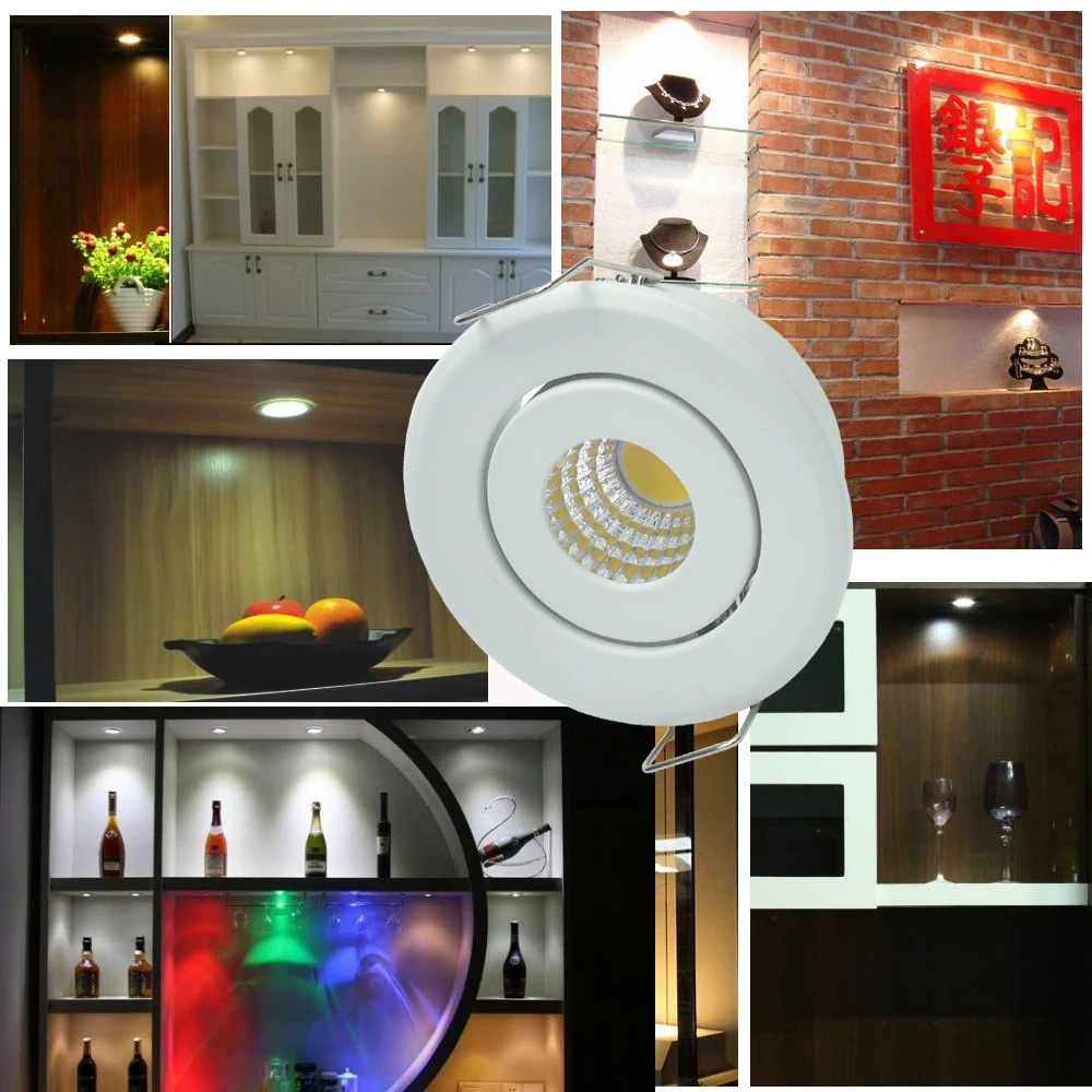 Mini led spot downlights 1W COB 3W LED recessed spot dimmable round led for home cabinet showbox