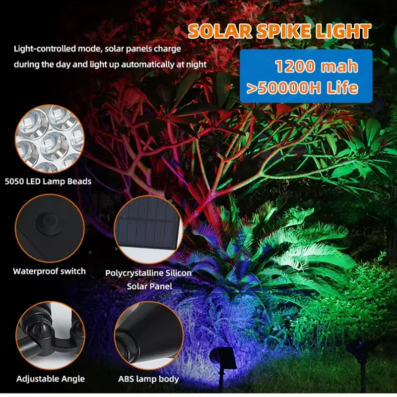 Unique Design 18 Led Rgb Spot Light Waterproof Garden Led Solar Stake Spotlight For Pathway Landscape Lawn Outdoor Decor