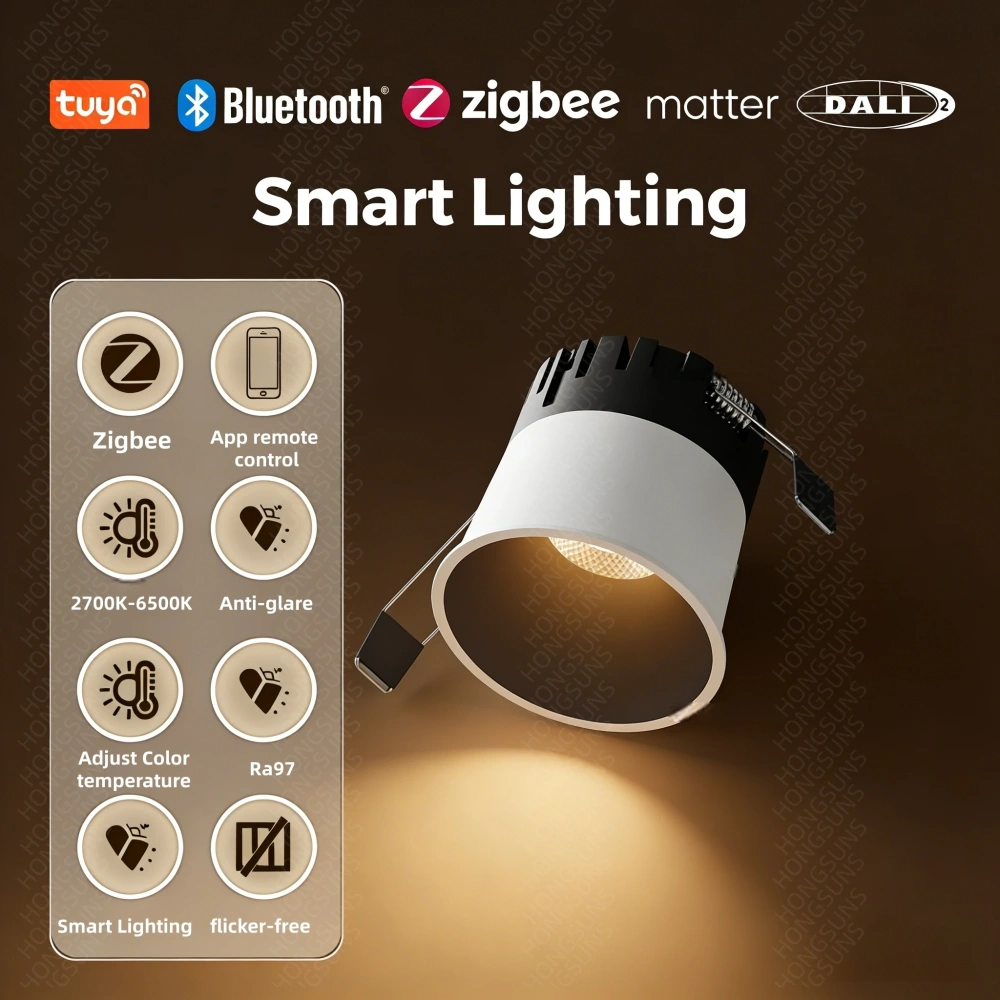 LED Recessed Downlight Tuya Zigbee/ DALI Smart Modern Spotlight Indoor Anti-glare CRI97 Ceiling Light for Living Room Bedroom