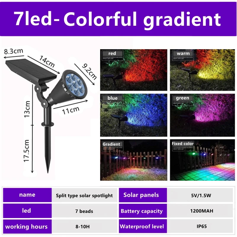 Unique Design 18 Led Rgb Spot Light Waterproof Garden Led Solar Stake Spotlight For Pathway Landscape Lawn Outdoor Decor