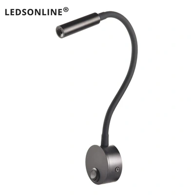Wall Lamp 3W Home Hotel Loft Bedside Reading Book Black Silver Light Flexiable ON/OFF Switch 90-260V Spot LED Bulb