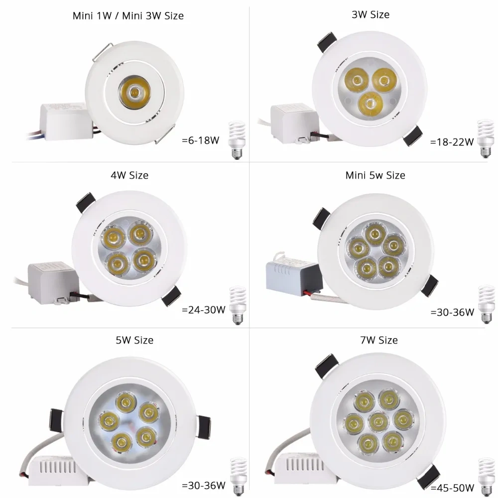 1pcs Spot led  3W 4W 5W 7W Downlight Residential Dimmable Warm Nature Pure White Recessed LED Lamp Light Adjustable AC110V220V