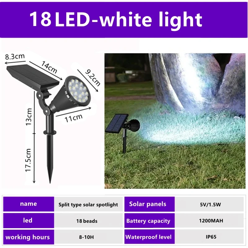 Unique Design 18 Led Rgb Spot Light Waterproof Garden Led Solar Stake Spotlight For Pathway Landscape Lawn Outdoor Decor
