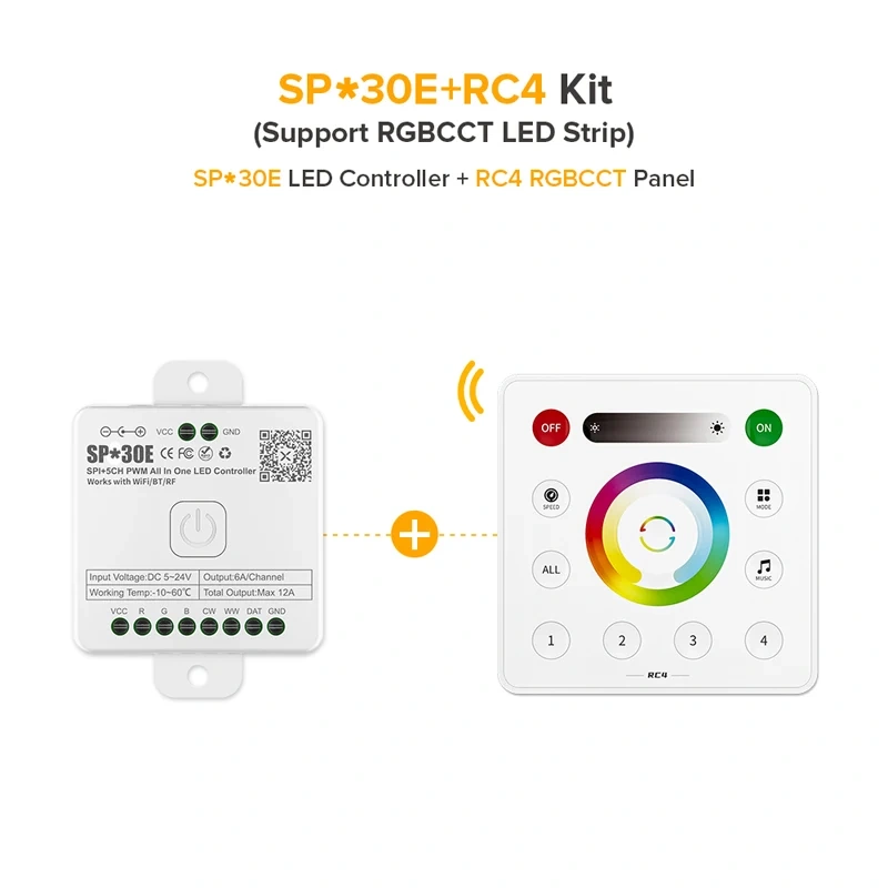All In One LED Controller SP530E Wifi Alexa Google Home BT SP630E 5CH PWM SPI Pixels LED Strip Light WS2811 WS2812B SK6812 FCOB