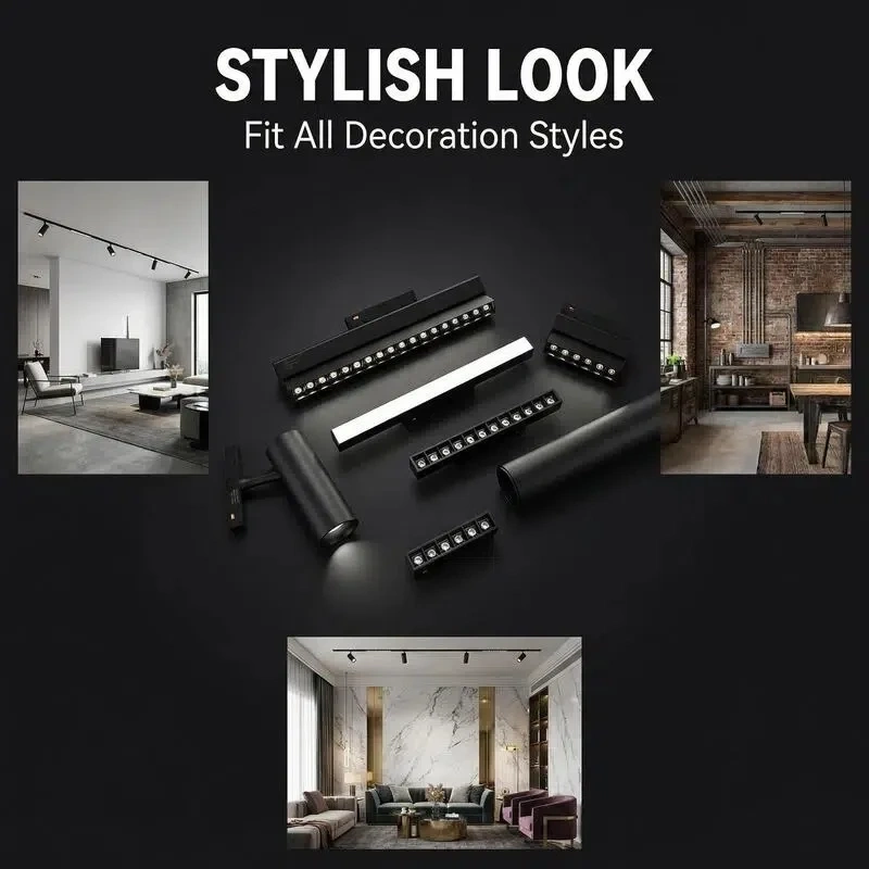 Embedded Magnetic Track Light, LED Recessed Rail Lamp System, Safe DC48V Modern Magnet Ceiling Spotlight for Living Room Bedroom