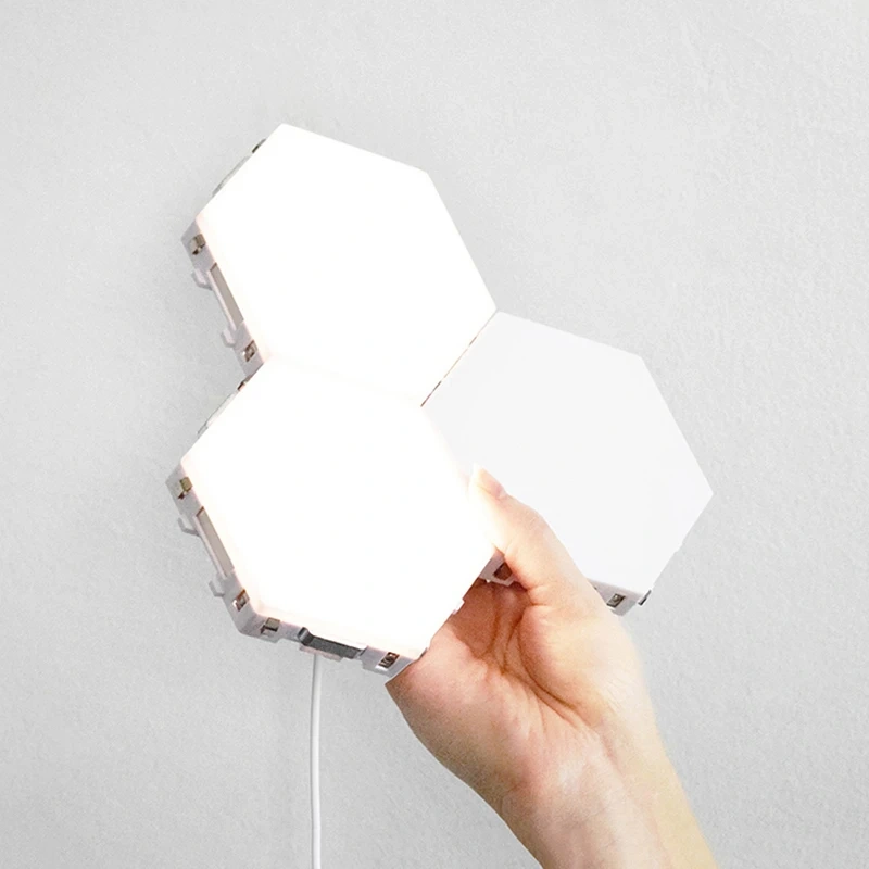 Hexagonal Touch Switch LED Wall Lamp Splicable Smart Home Bedroom Lamp AC 110 220V Quantum Night Light for Living Room Bedroom