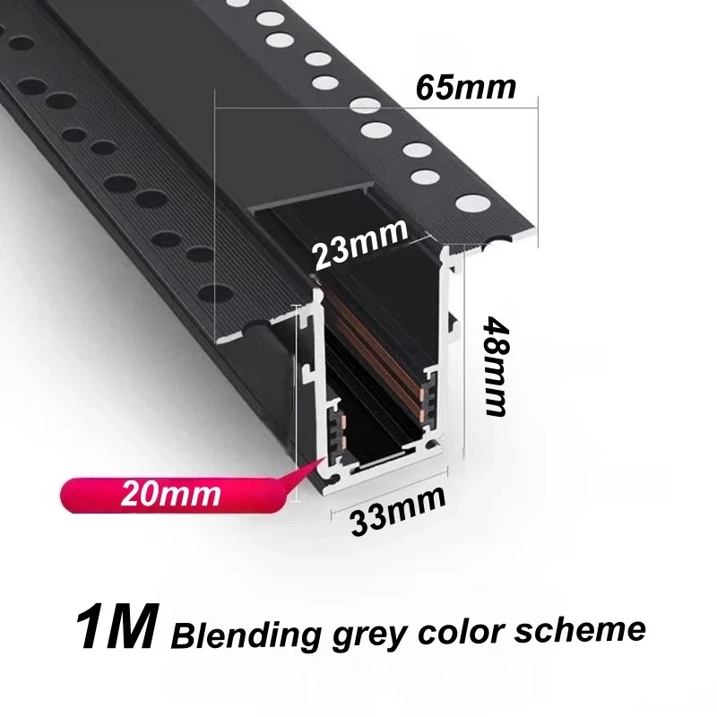 Embedded Magnetic Track Light, LED Recessed Rail Lamp System, Safe DC48V Modern Magnet Ceiling Spotlight for Living Room Bedroom