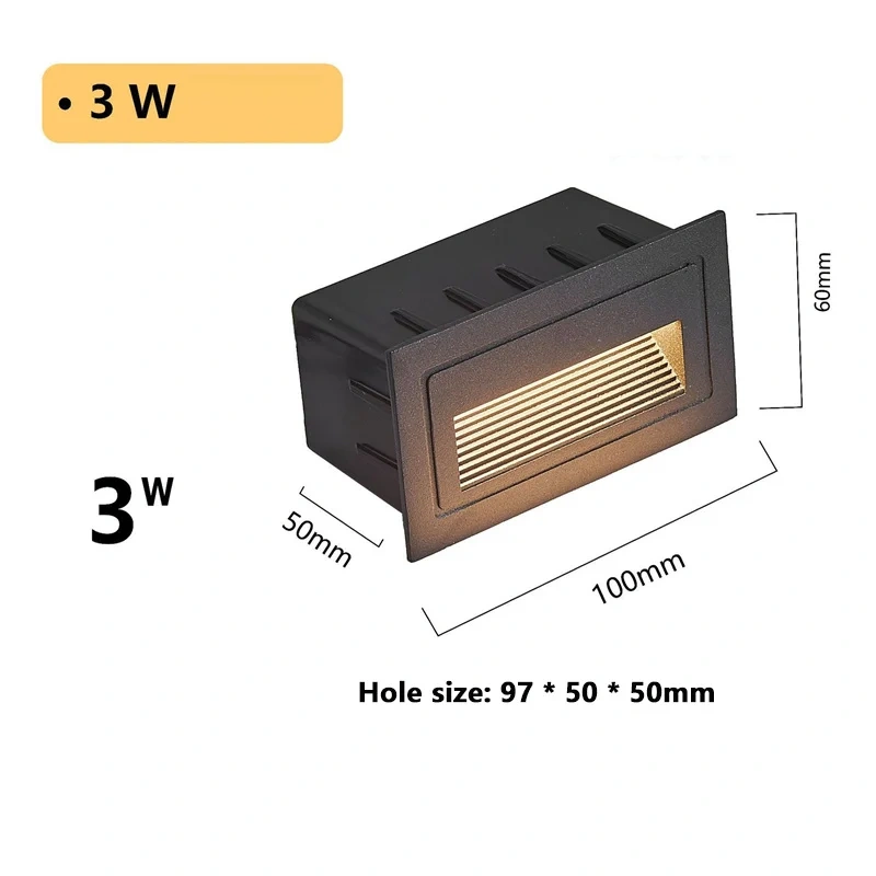 Round Led Stair Light 3W  AC85-265V Step Light Outdoor Indoor Waterproof Fashion Recessed Wall Lamp Garden Light