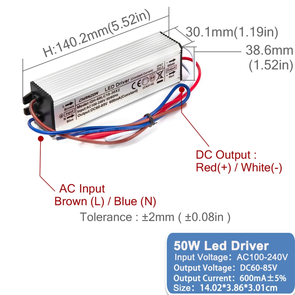 Constant Current Led Light Waterproof Ip67 Driver 10W 20W 36W 50W 100W 300Ma 450Ma 600Ma 900Ma 1500Ma Power Supply