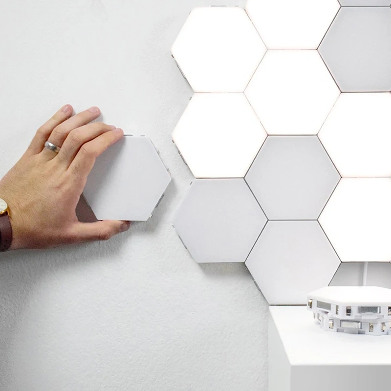 Hexagonal Touch Switch LED Wall Lamp Splicable Smart Home Bedroom Lamp AC 110 220V Quantum Night Light for Living Room Bedroom