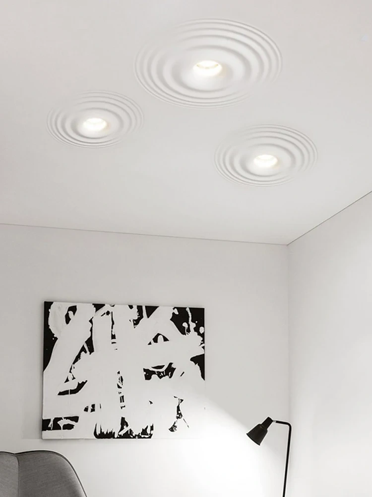 Gypsum Ceiling Lamp Water Ripple Design Living Room Bedroom Balcony Restaurant Cafe Hide Embedded 90-230v GU10 Ceiling Lights
