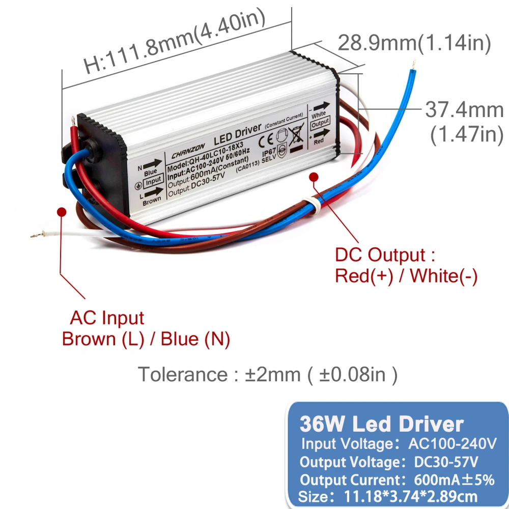 Constant Current Led Light Waterproof Ip67 Driver 10W 20W 36W 50W 100W 300Ma 450Ma 600Ma 900Ma 1500Ma Power Supply
