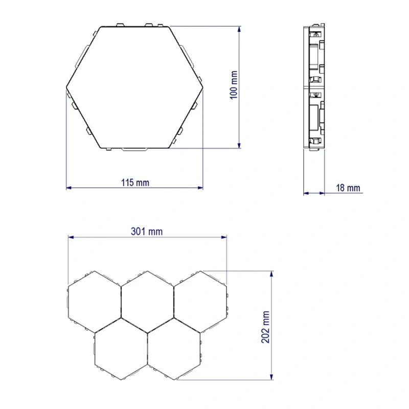 Hexagonal Touch Switch LED Wall Lamp Splicable Smart Home Bedroom Lamp AC 110 220V Quantum Night Light for Living Room Bedroom